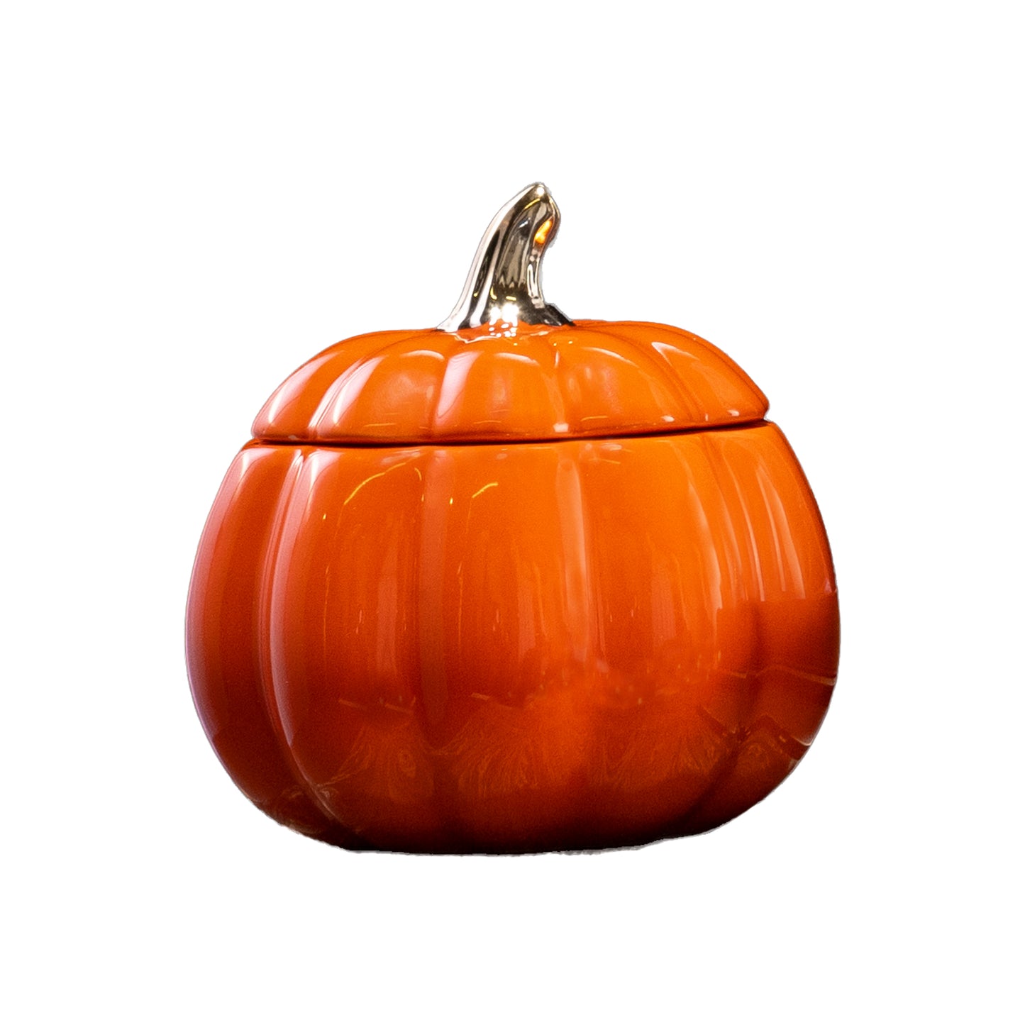 Pumpkin Candle with Gold Stem