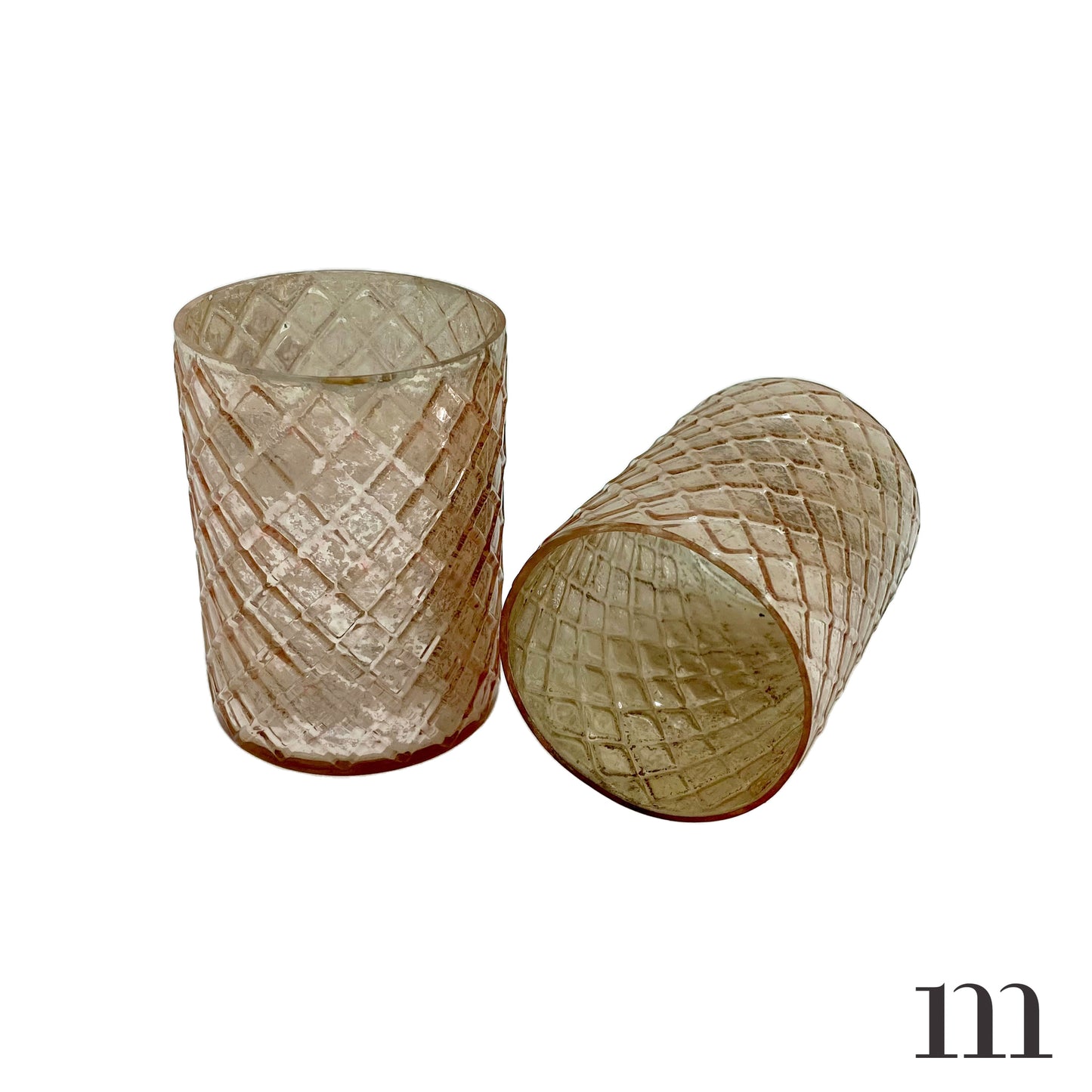 Metallic Dusty-Rose Glass Containers