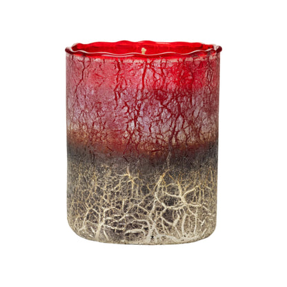 Medium Red Crackle Candle - Siberian Fir