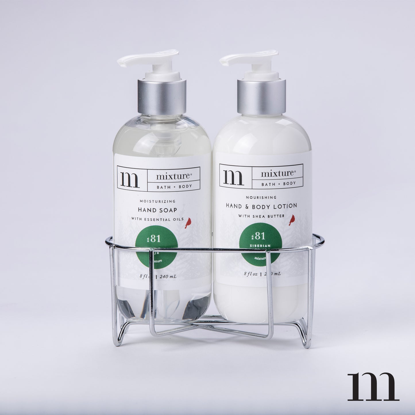 Siberian Fir Hand Soap & Lotion with Silver Caddy