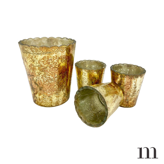 Embossed Metallic Glass Containers